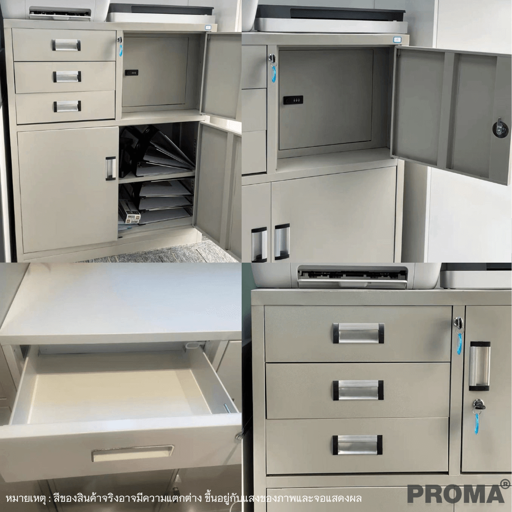 [PRE-ORDER] ตู้เก็บเอกสารสำนักงาน อเนกประสงค์ PROMA-OF09-04 สีขาวอมเทา_2